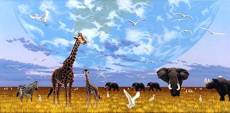 シム・シメールの絵画作品　タイトルは、アフリカンパラダイス